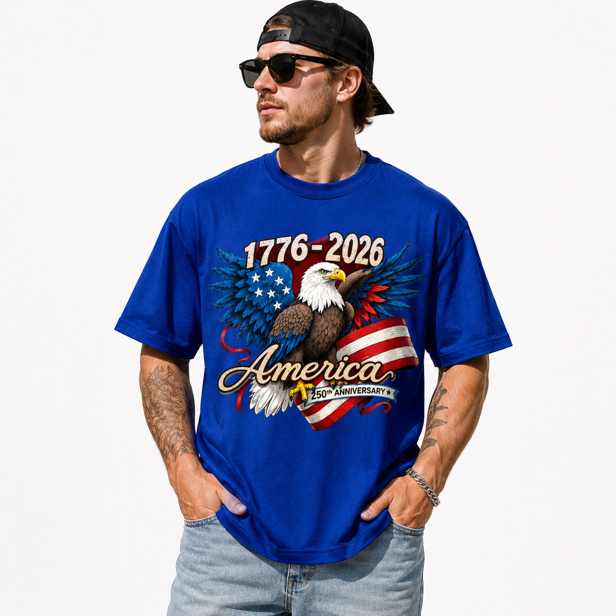USA 250th Anniversary T Shirt 1776 2026 Eagle Patriotic Graphic Casual Tee