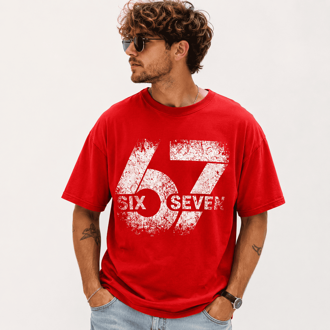 Six Seven 67 Number Graphic T-Shirt Vintage Streetwear Unisex Tee