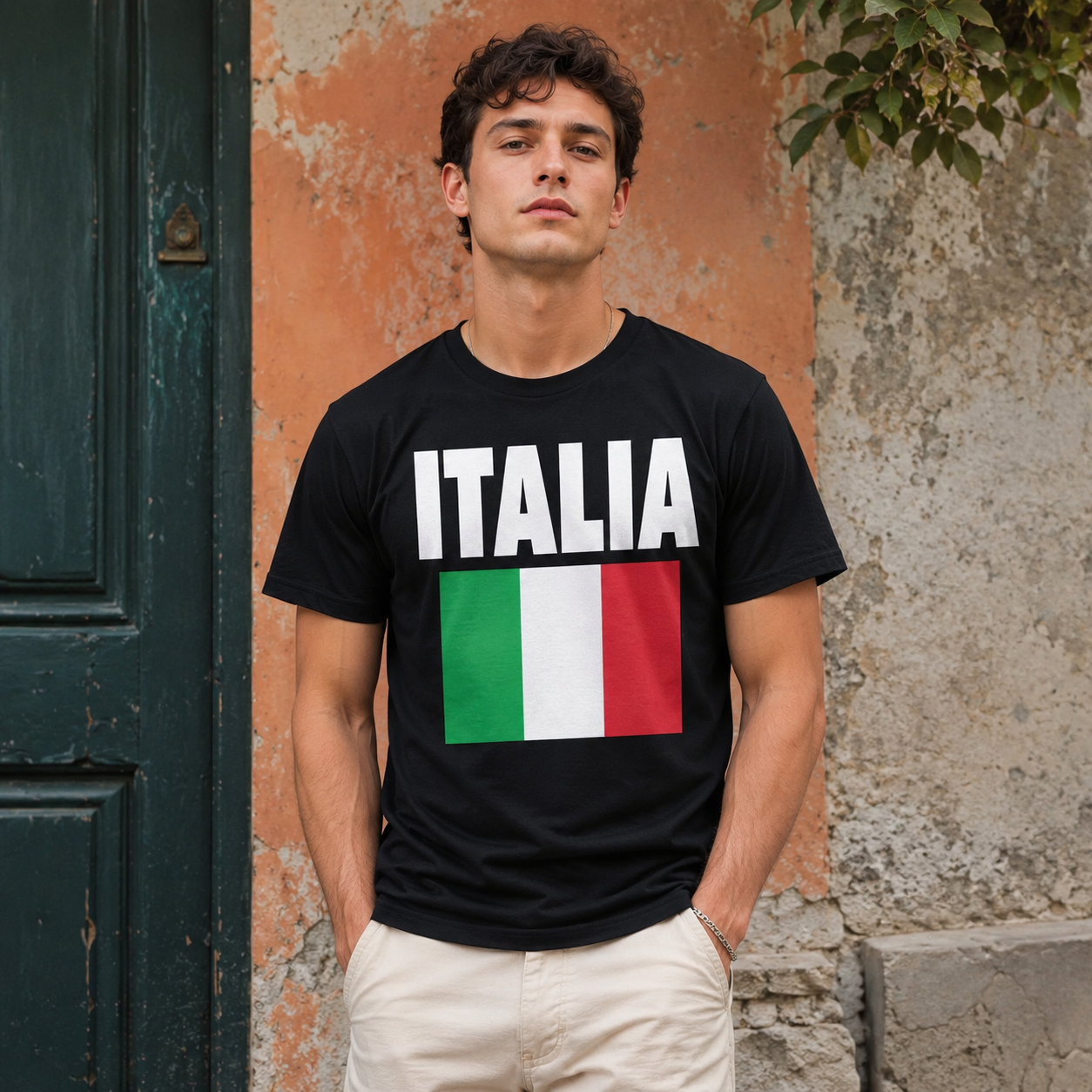 Mens Italia Flag T-Shirt Italy Pride Italian Graphic Tee