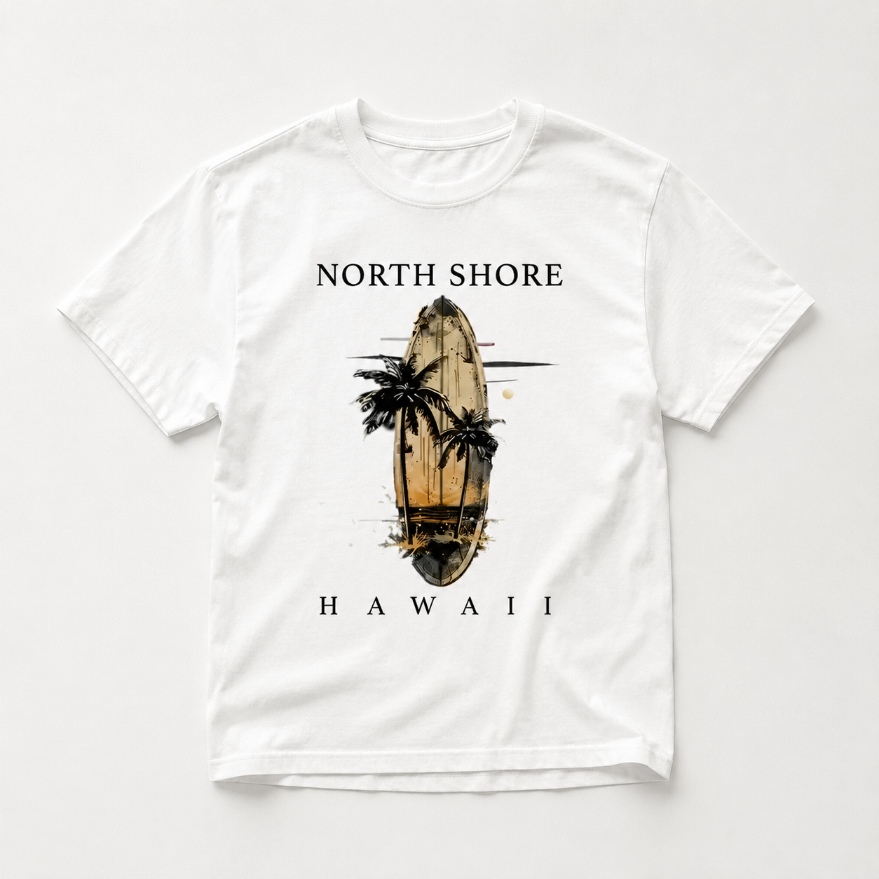 Men's Essential! Short-Sleeve T-Shirt with North Shore Hawaii Elements, Surfboar