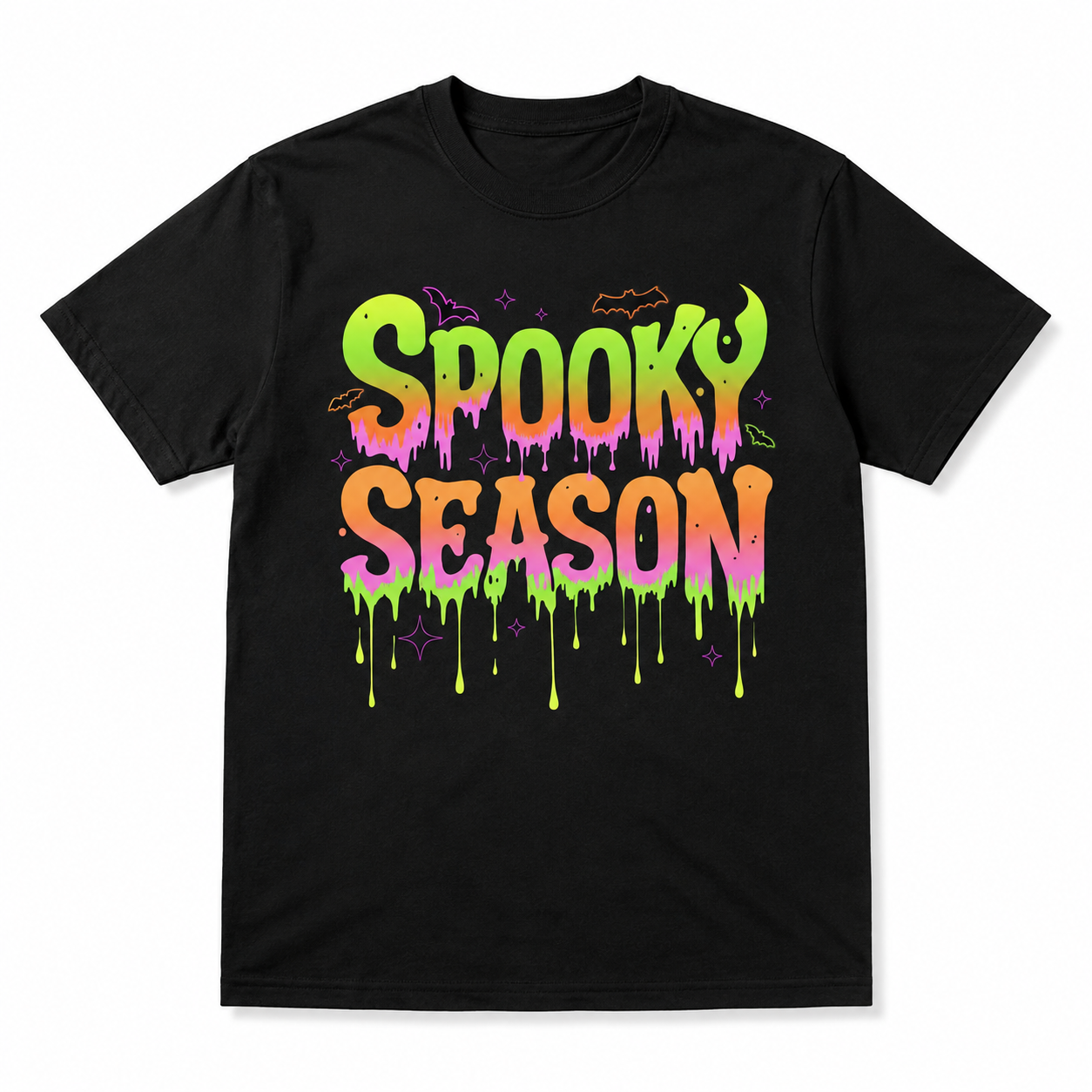 Spooky Season Neon Drip Retro Halloween Bat Graphic Men's T-Shirt