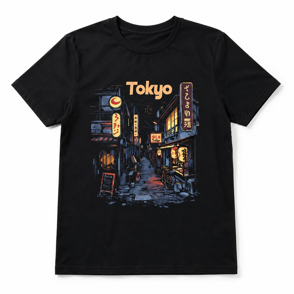 Tokyo Streetwear Tee - Japanese Alleyway Graphic - Retro Neon Night T-Shirt