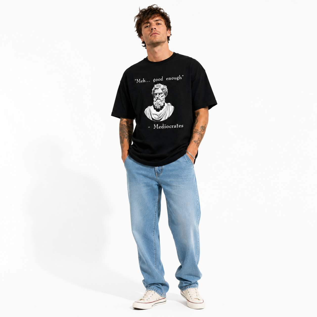 Funny Good Enough Philosopher Mediocrates History Meme Graphic T-Shirt