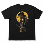 Samurai Sunset Graphic T-Shirt Japanese Warrior Retro Landscape Tee