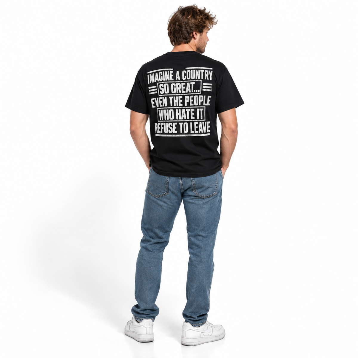 Imagine a Country So Great Patriotic Political Statement Men's T-Shirt