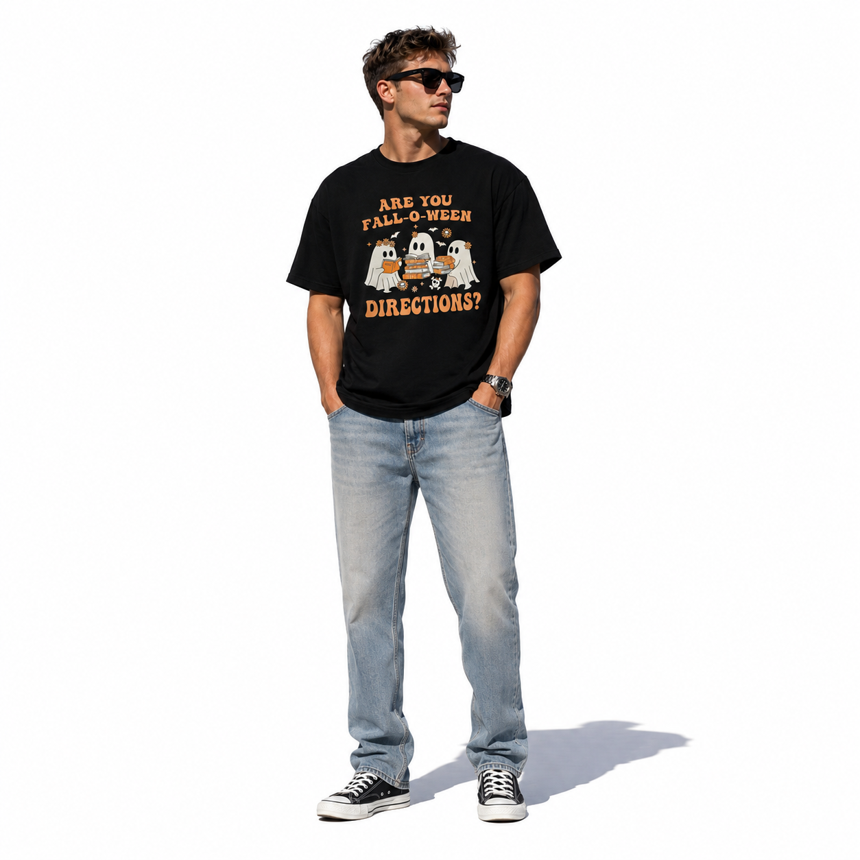 Funny Fall-O-Ween Ghost Pumpkin Halloween Graphic Men's T-Shirt