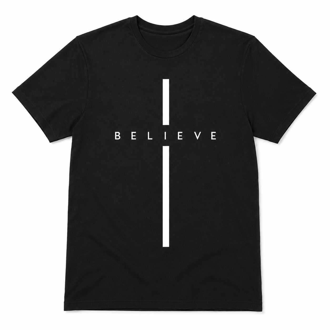 Believe Cross Christian Graphic Men's T-Shirt Faith Religious Tee