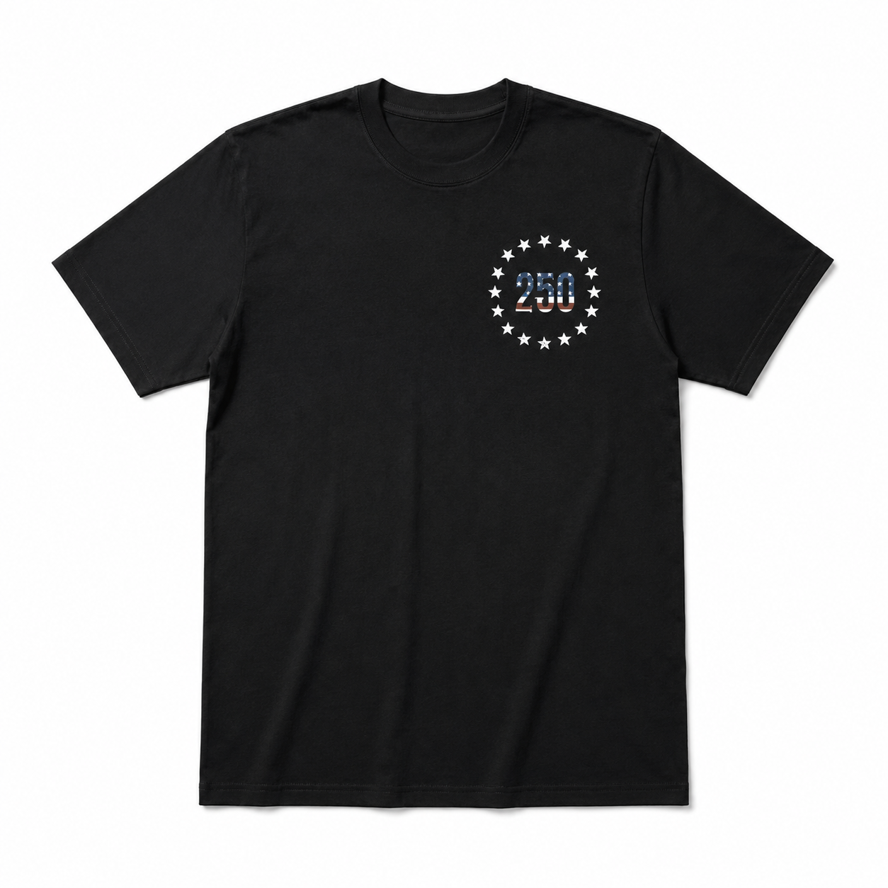 USA 250th Anniversary Flag Stars Pocket T-Shirt Patriotic 1776-2026 Tee