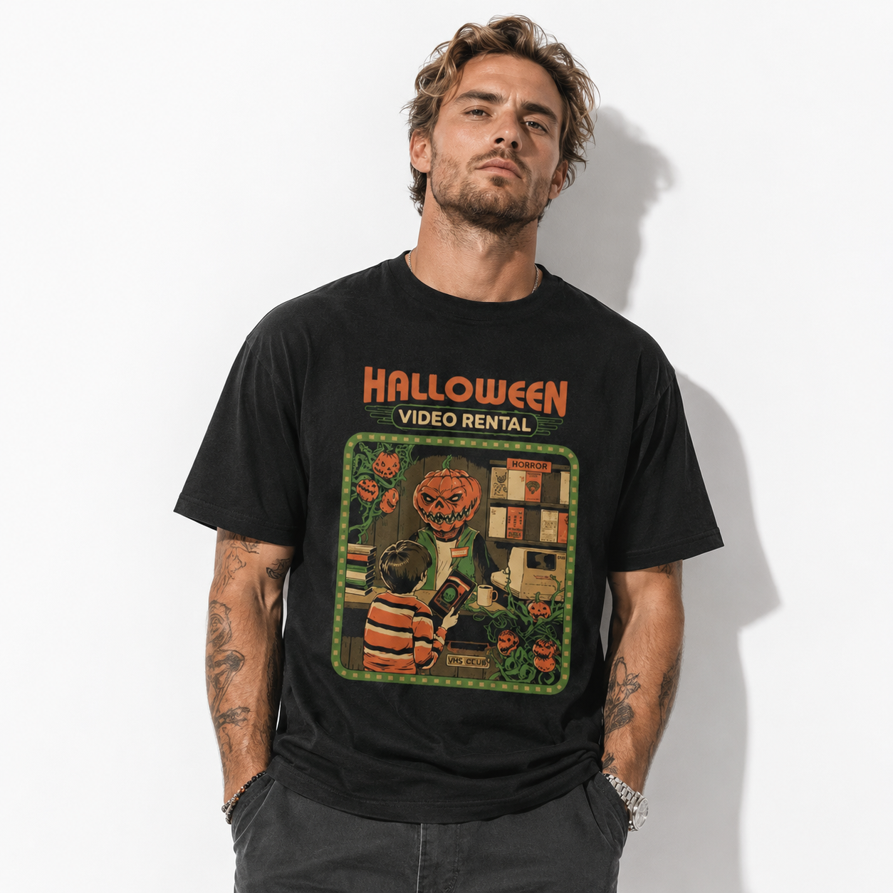 Halloween Video Rental Retro Horror Monster Spooky Vintage Graphic Men's T-Shirt