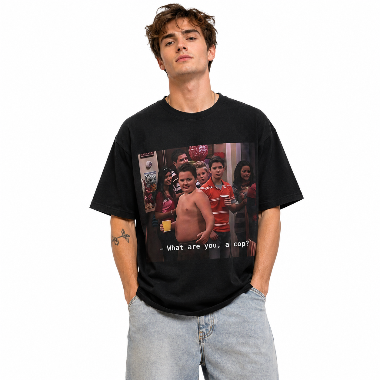 Men's What Are You a Cop Graphic T-Shirt Funny Party Meme Tee
