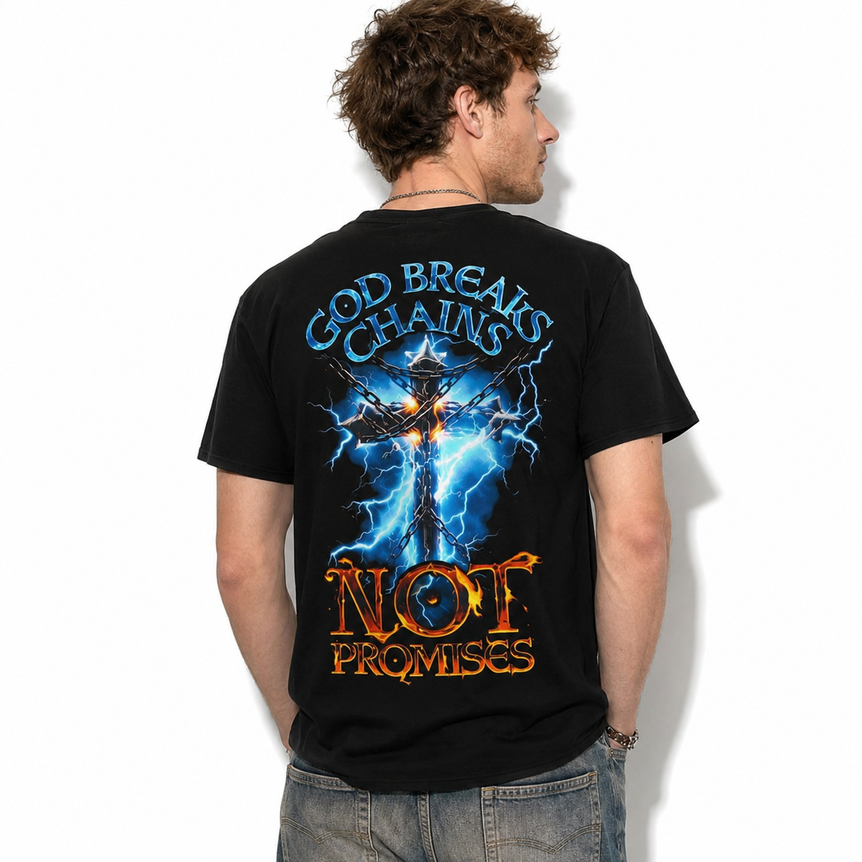 God Breaks Chains Not Promises Christian Cross Faith Men's T-Shirt