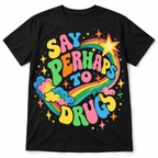 Say Perhaps to Drugs Retro Rainbow Funny Men's Graphic T-Shirt