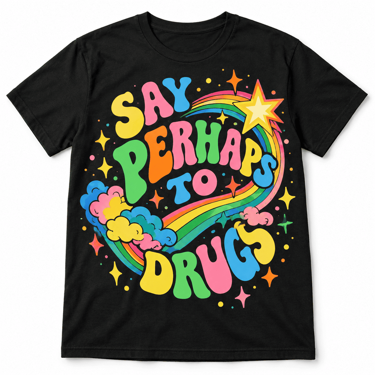 Say Perhaps to Drugs Retro Rainbow Funny Men's Graphic T-Shirt