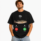 Funny Fish Calling Graphic T-Shirt Fishing Humor Tee for Men