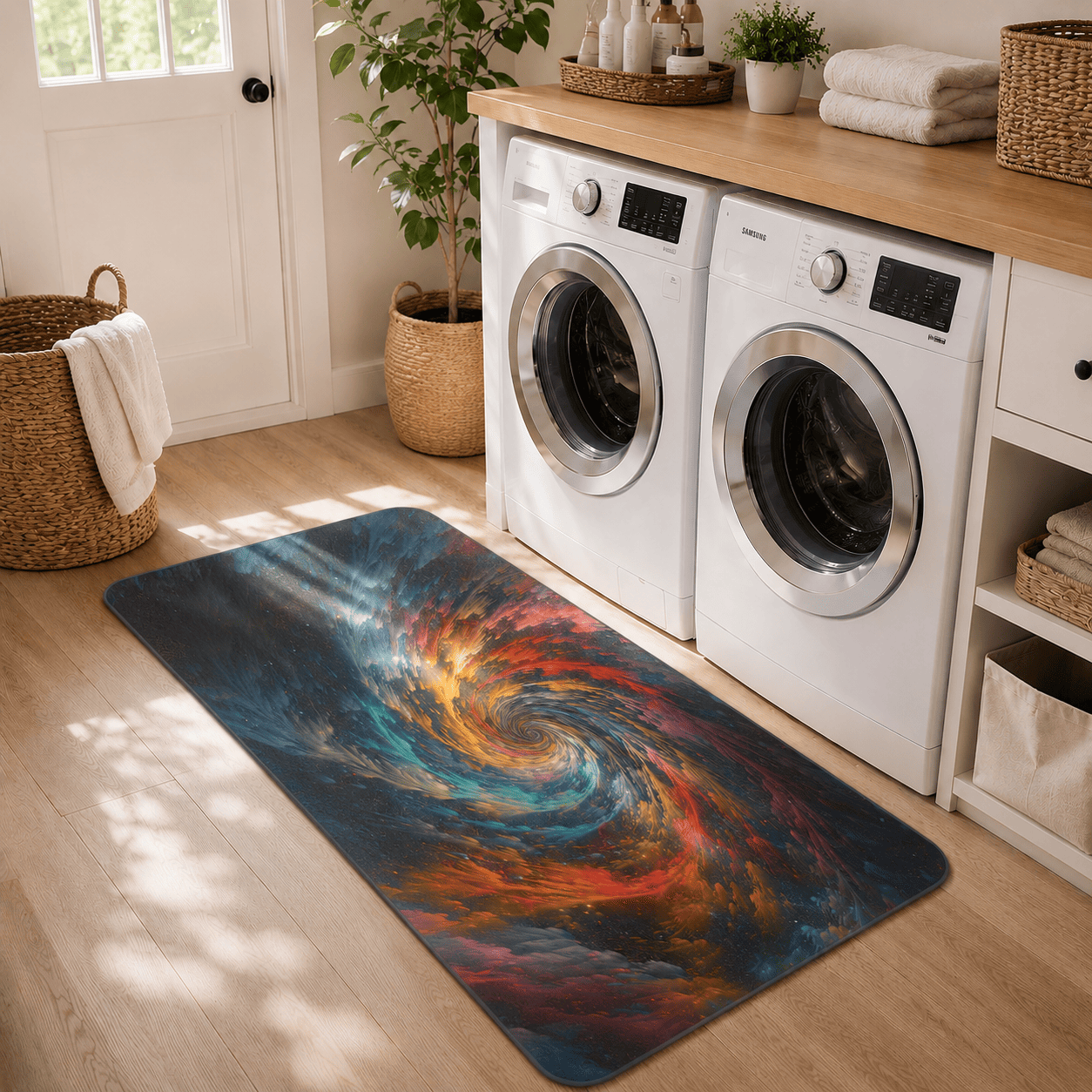Spiral Galaxy Floor Mat Non Slip Quick Dry Super Absorbent Cosmic Decor