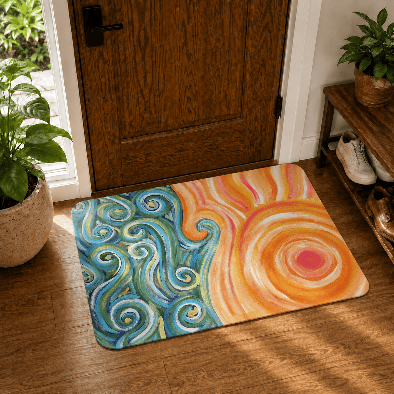 Sun and Sea Floor Mat Quick Dry Super Absorbent Non Slip Summer Coastal Decor