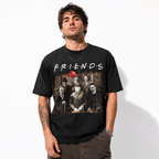 Horror Friends Graphic T-Shirt Funny Scary Clown Casual Black Streetwear Tee