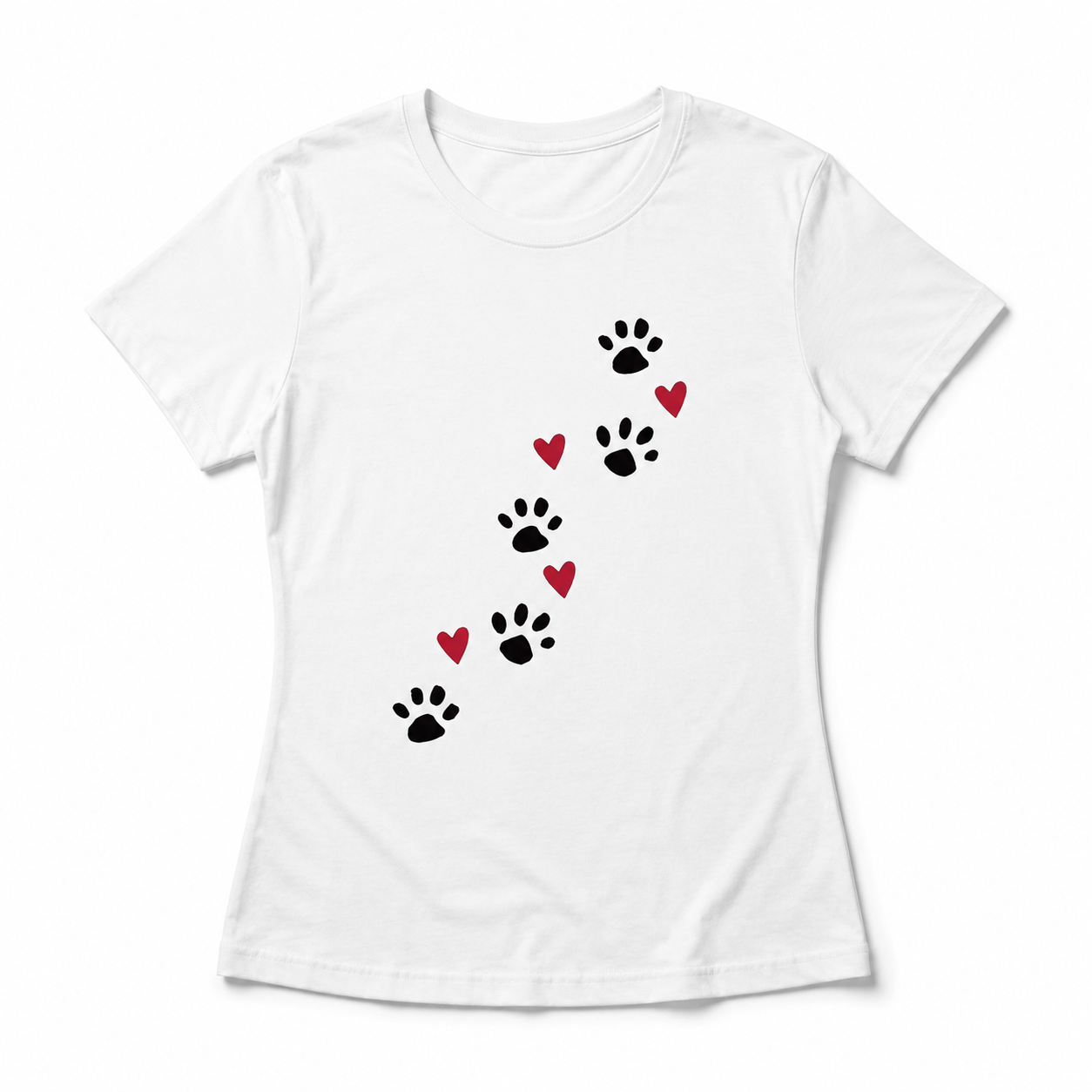 Paw Prints and Hearts Graphic Tee - Cute Dog & Cat Lover Gift T-Shirt