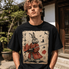 Samurai Rabbit Japanese Anime Graphic T-Shirt Retro Manga Streetwear Tee