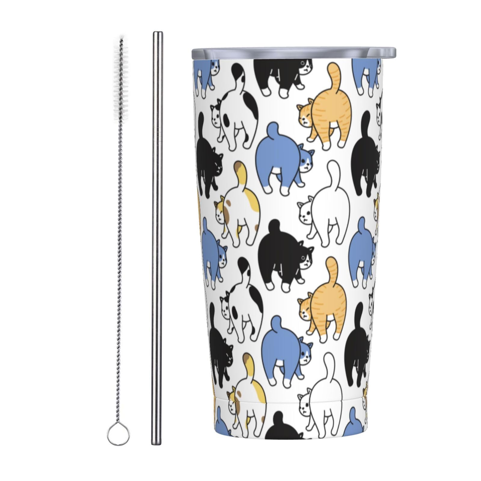 Angry Shark Tumbler, Blue Sharks 20oz Stainless Steel Insulated Travel Tumblers,Travel Coffee Mug with Lid and Straw Cups Gifts for Women Men