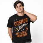Cosmos The Great Unknown Retro Space Rocket Sci-Fi Men's T-Shirt