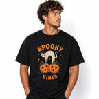 Spooky Vibes Cat Pumpkin Halloween Cute Funny Graphic Men's T-Shirt