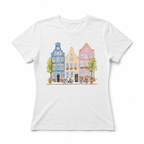Women's Amsterdam Dutch Architecture Graphic T-Shirt Pastel Casual Tee Top