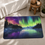 Northern Lights Mountain Lake Door Mat Quick Dry Super Absorbent Non Slip