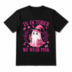 In October We Wear Pink Ghost Halloween Breast Cancer Awareness Men's T-Shirt