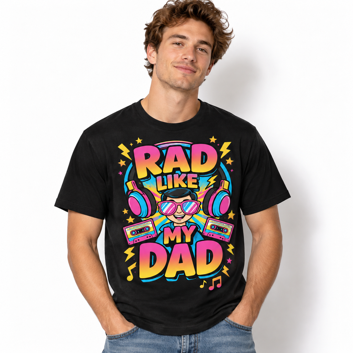 Rad Like My Dad Retro Music Father's Day Men's Graphic T-Shirt
