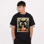 Anime Cat Ramen T-Shirt Japanese Kawaii Graphic Funny Streetwear Tee