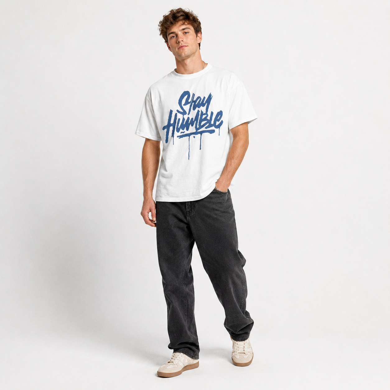 Stay Humble Graffiti Script Men's Graphic T-Shirt Streetwear Urban Tee