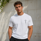 Faith Cross Graphic T-Shirt Men's Christian Crew Neck Casual Tee Top