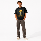 Cute Ghost Yellow Umbrella Halloween Rainy Forest Graphic Men's T-Shirt