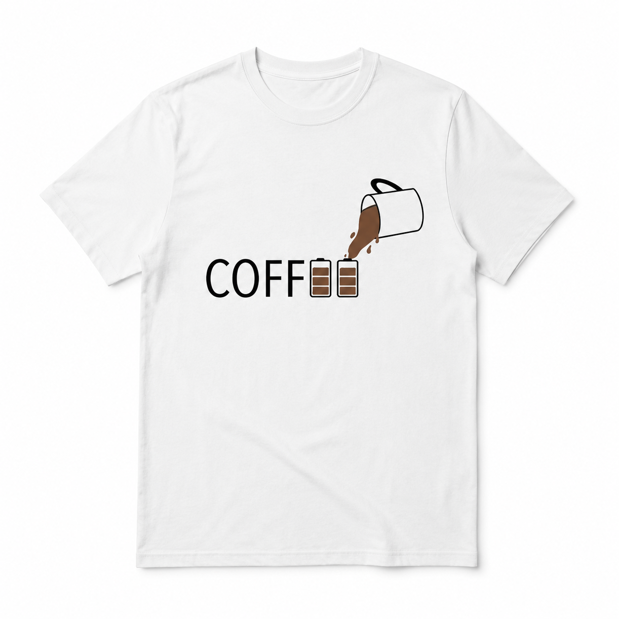 Funny Coffee Battery Graphic T-Shirt Caffeine Lover Novelty Tee for Men