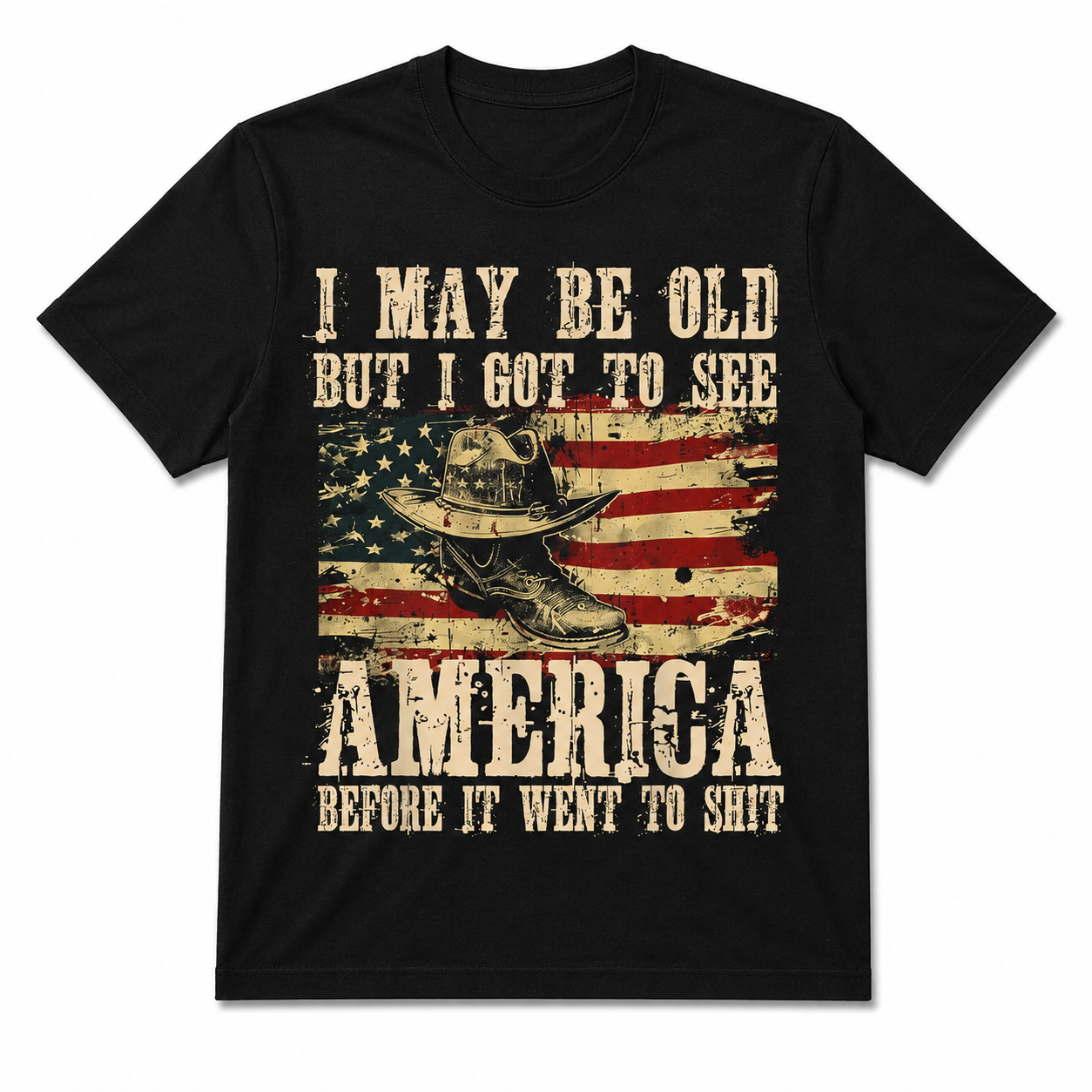 I May Be Old But I Got to See America Funny Vintage USA T-Shirt