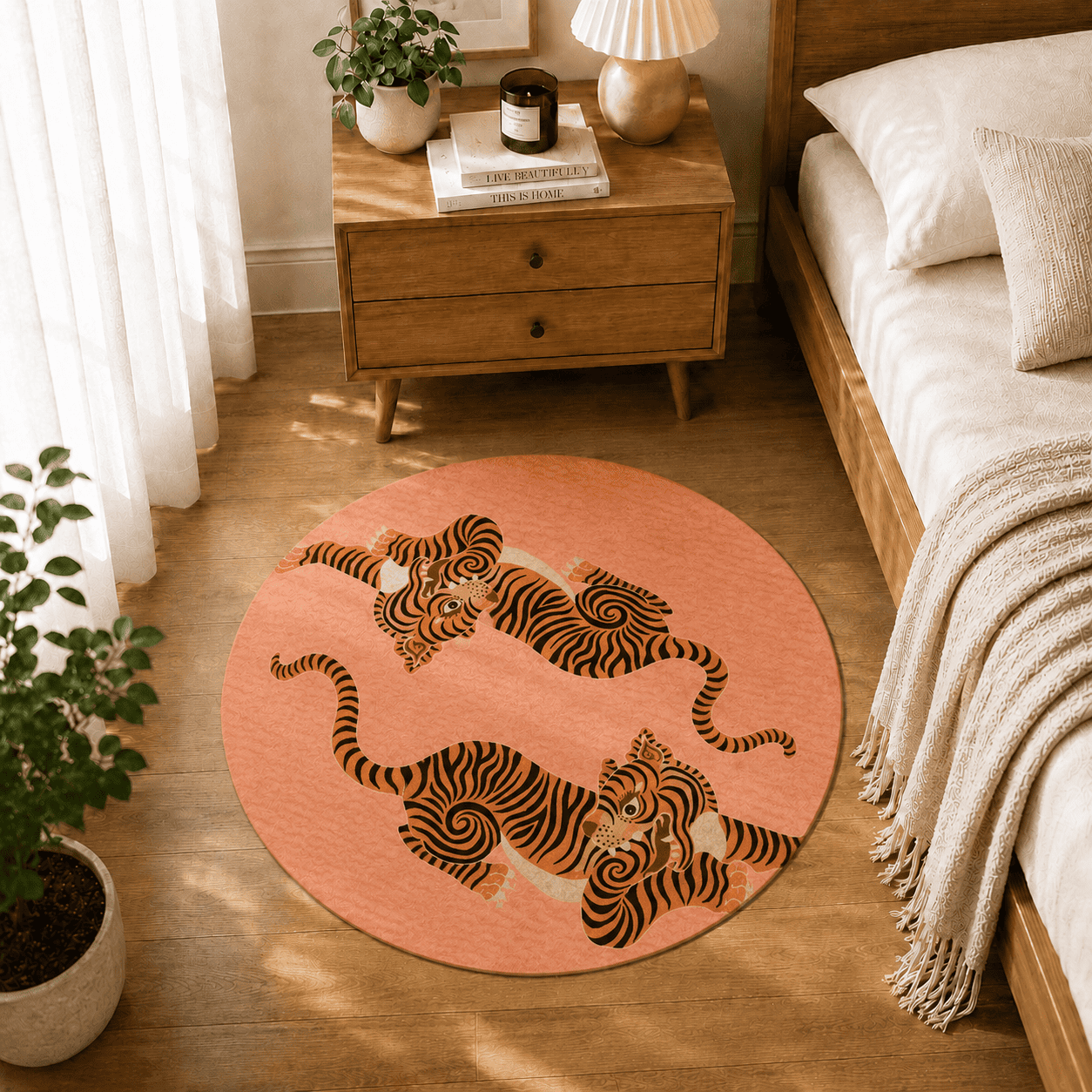 Tibetan Tiger Bath Rug Quick Dry Super Absorbent Non Slip Modern Animal Decor