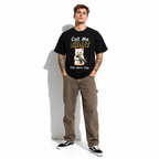 Funny Call Me Short One More Time Angry Cat Graphic T-Shirt for Men