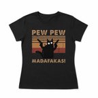 Pew Pew Madafakas Cat Shirt – Funny Black Cat Sunset Graphic Tee