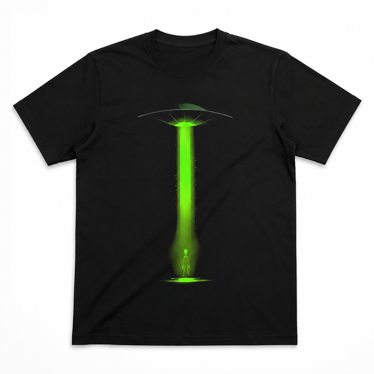 Alien UFO Abduction Green Beam Sci-Fi Graphic Men's T-Shirt