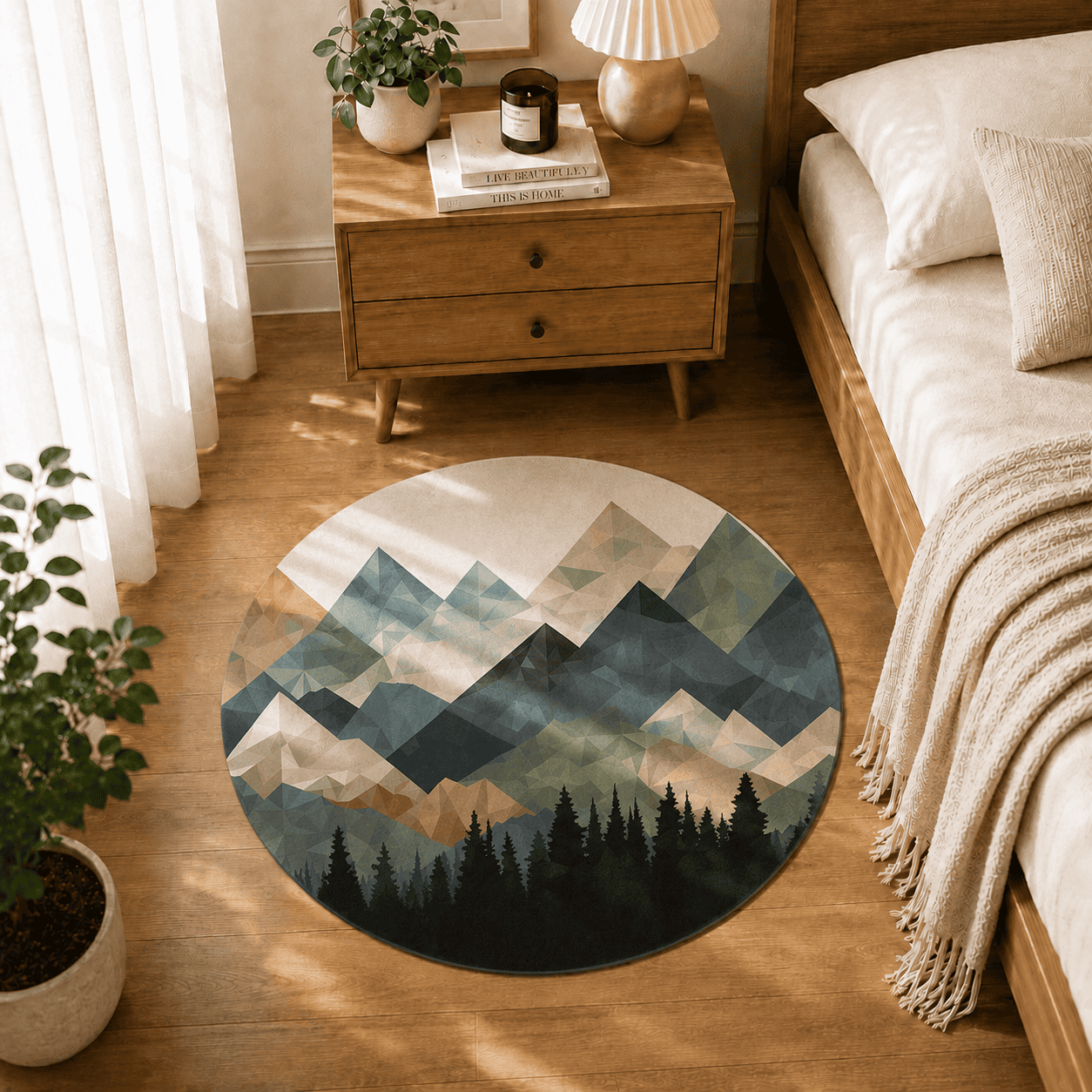 Low Poly Mountain Floor Mat for Entryway Quick Dry Non Slip Super Absorbent