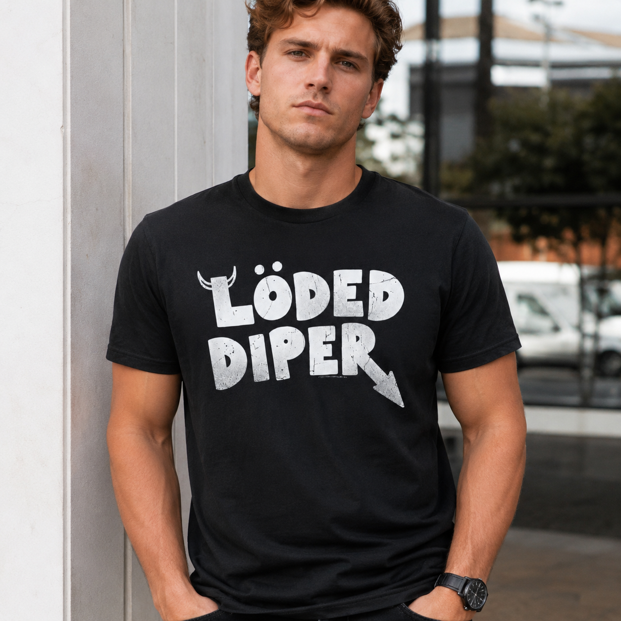 Loded Diper Funny Rock Style Graphic T-Shirt Parody Humor Unisex Tee