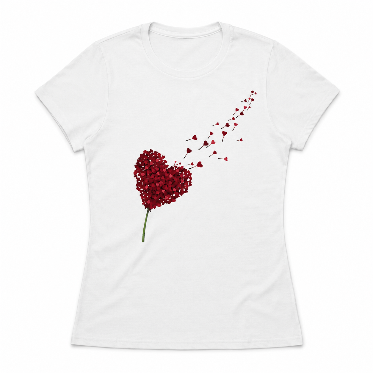 Women's Heart Print Mother's Day Graphic Crew Neck Casual Short Sleeve T-Shirt