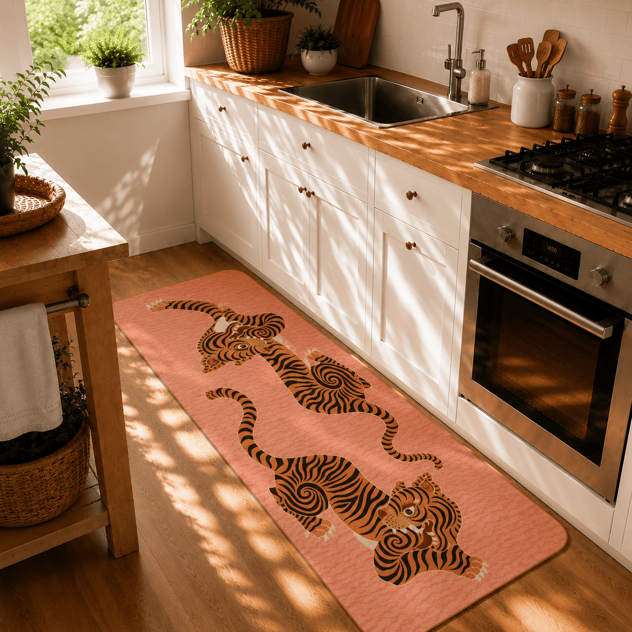 Tibetan Tiger Bath Rug Quick Dry Super Absorbent Non Slip Modern Animal Decor