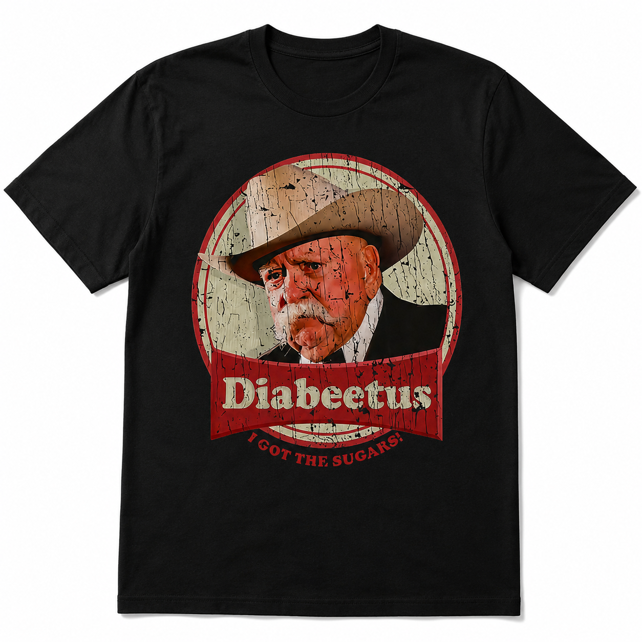 Funny Diabetes Cowboy Graphic T-Shirt Vintage Humor Tee for Men