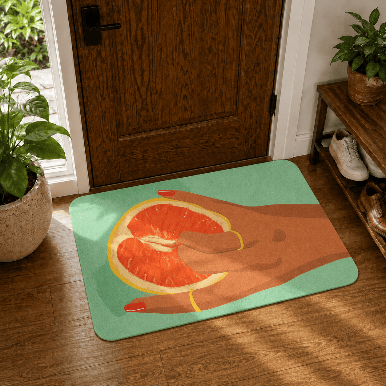 Funny Fruit Bath Mat Quick Dry Super Absorbent Non Slip Body Positive Decor