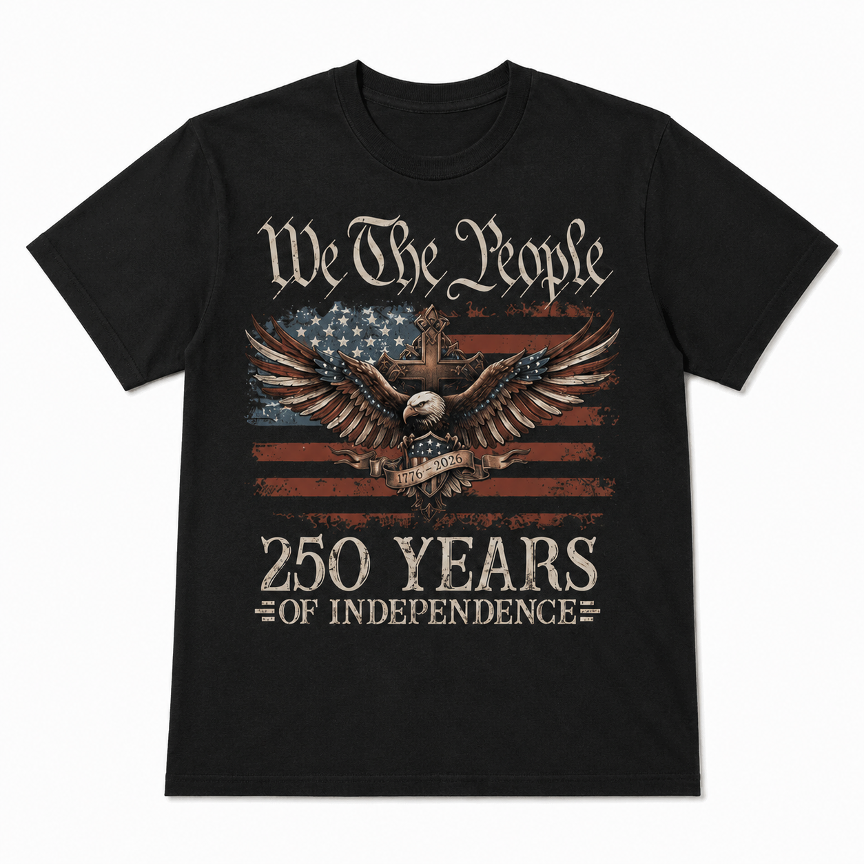 USA 250 Years 1776-2026 American Flag July 4th Patriotic Men's T-Shirt