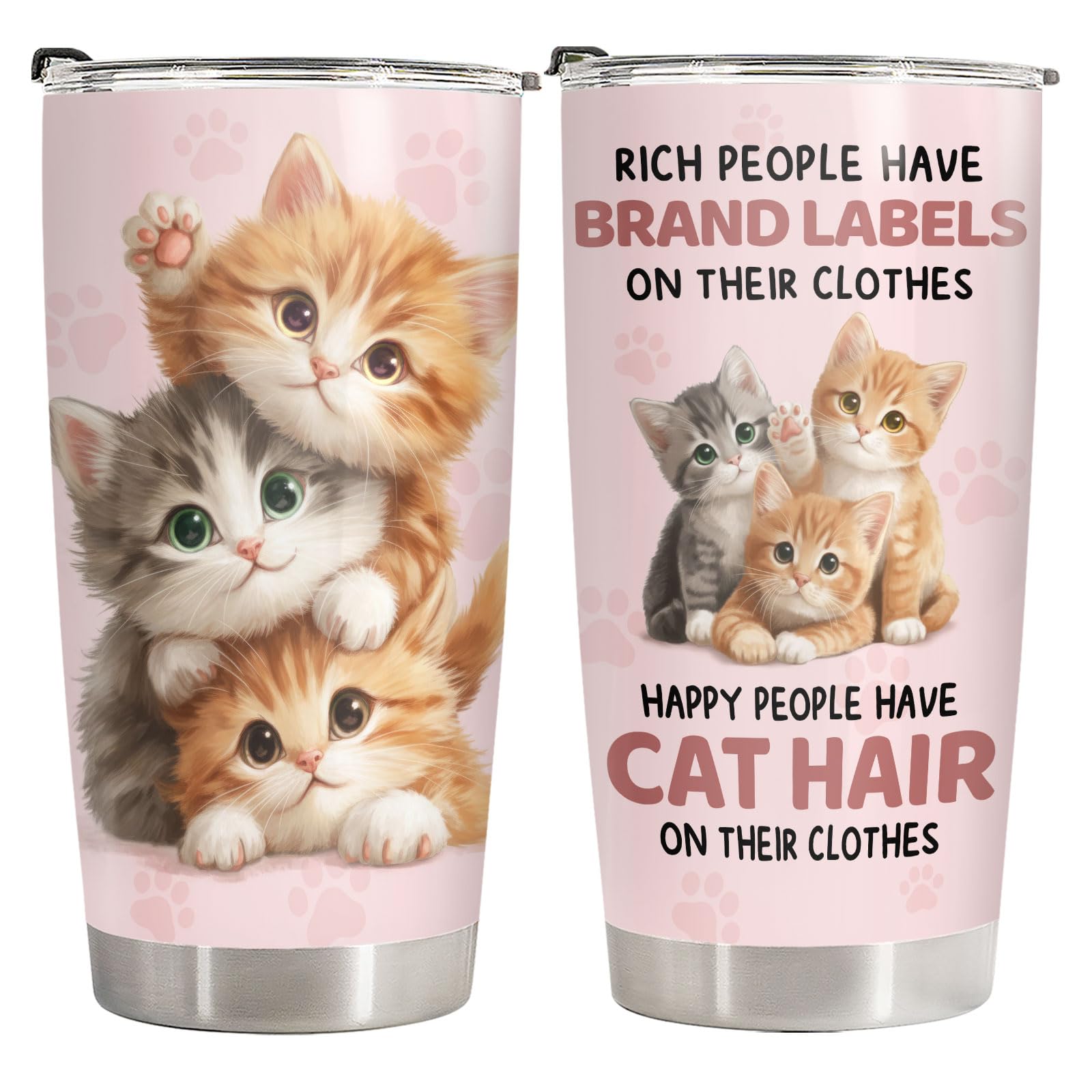 34HD Funny Black Cat Tumbler with Lid, 20oz Stainless Steel Vacuum Insulated Everything Is Fine Cup, Cat Lover Gifts for Women Birthday Mothers Day Halloween Christmas