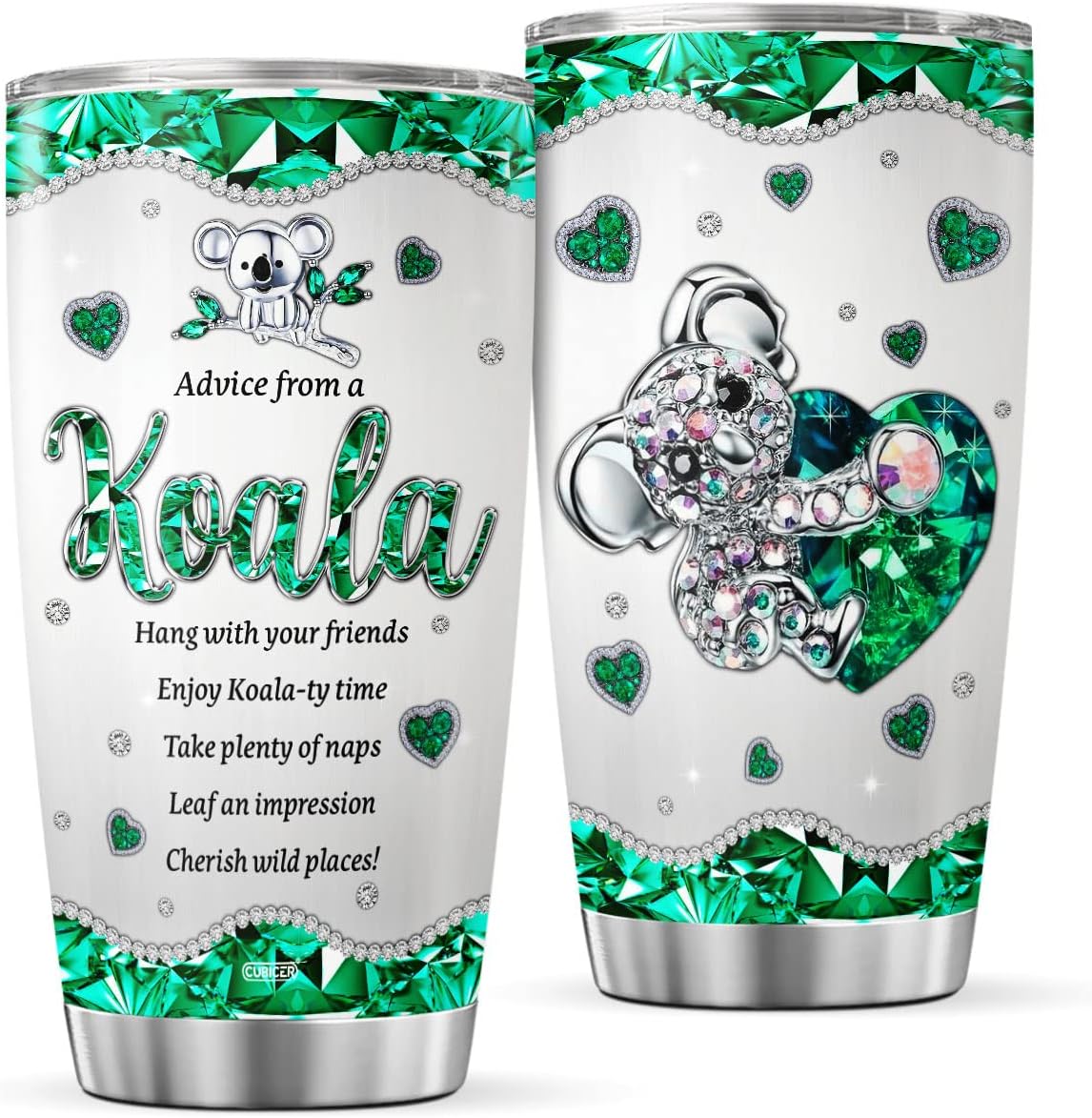 CUBICER Koala Bear Jewelry Style Coffee Tumblers Cute Koala Mugs Insulated Mug Cup Double Wall Tumbler Gifts For Girls Women Christmas Birthday Holiday Large 20 Oz Home Travel