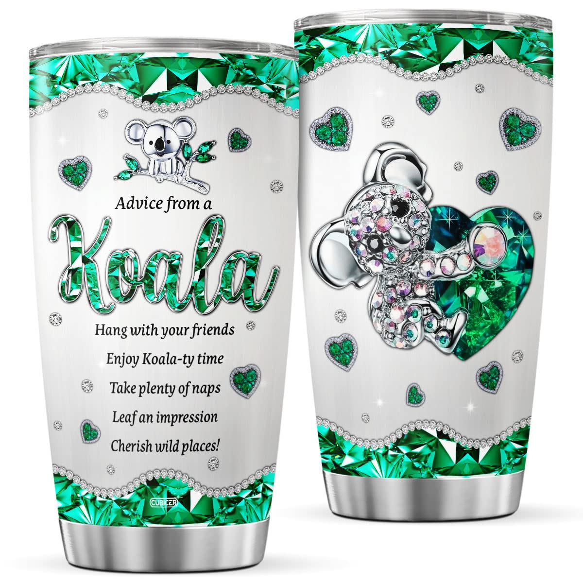CUBICER Koala Bear Jewelry Style Coffee Tumblers Cute Koala Mugs Insulated Mug Cup Double Wall Tumbler Gifts For Girls Women Christmas Birthday Holiday Large 20 Oz Home Travel